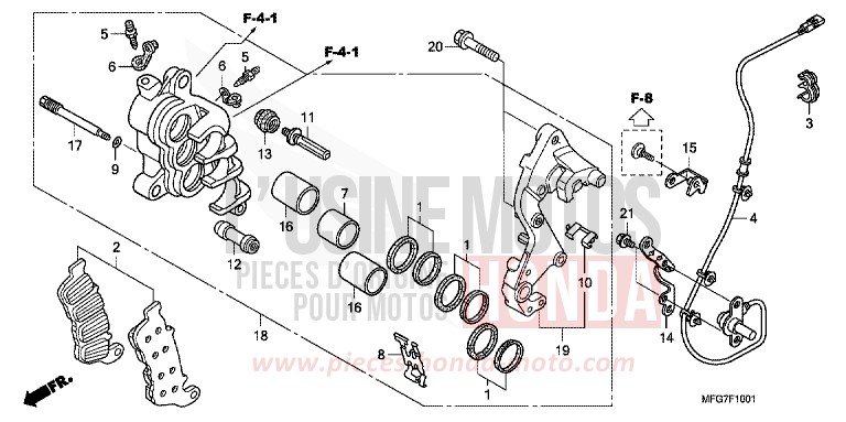 BREMSSATTEL, R. VORNE (CB600FA/FA3) von Hornet ABS PEARL ACID YELLOW (Y205) von 2009